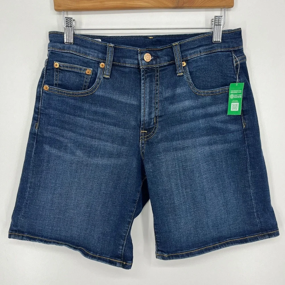 Gap 5 Inch Girlfriend Short Mid Rise Dark Wash Denim Jeans 28 6 Tall 570611-00-1